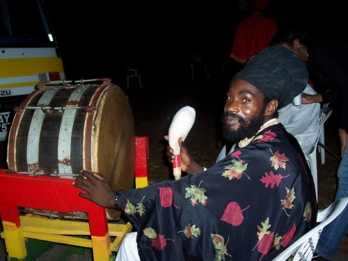 Bobo Ashanti on the bass drum